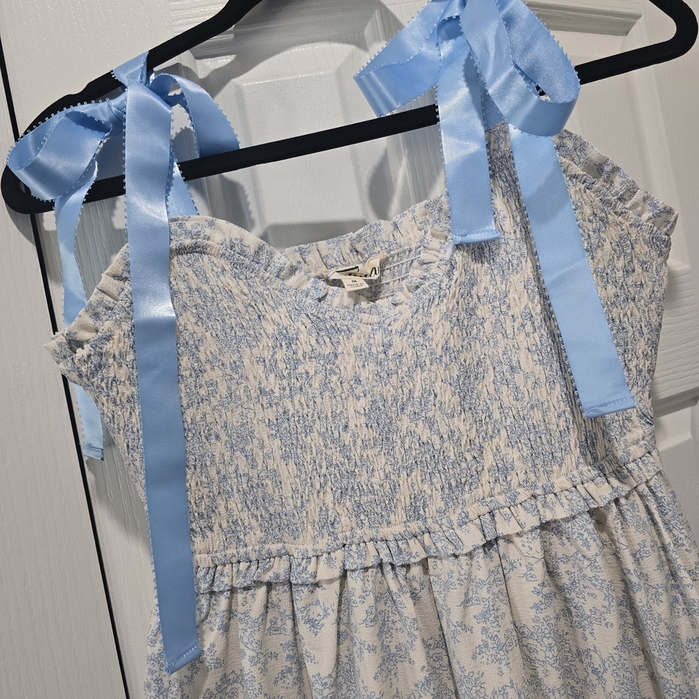 Elegant Blue and White Maxi Dress